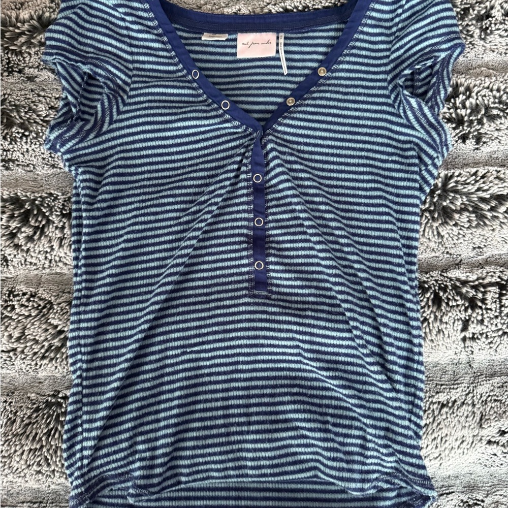 Blue Striped Henley Top